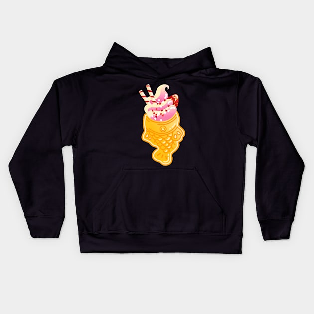 Taiyaki Strawberry Ice Cream - Japanese Sweets - Kawaii Food Kids Hoodie by NOSSIKKO